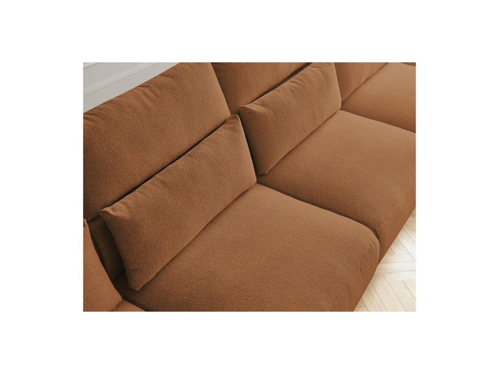 Jana - Canapé Panoramique Fixe Modulable Avec Têtières - Tissu Chiné Avec 2 Méridiennes Et 2 Chauffeuses