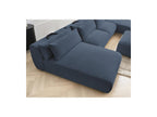 Jana - Canapé Panoramique Fixe Modulable Avec Têtières - Tissu Chiné Avec 2 Méridiennes, 2 Chauffeuses Et 1 Grand Pouf