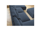 Jana - Canapé Panoramique Fixe Modulable Avec Têtières - Tissu Chiné Avec 2 Méridiennes, 2 Chauffeuses Et 1 Grand Pouf