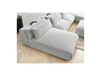 Jana - Canapé Panoramique Fixe Modulable Avec Têtières - Tissu Chiné Avec 2 Méridiennes, 2 Chauffeuses Et 1 Grand Pouf