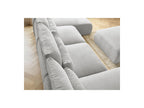 Jana - Canapé Panoramique Fixe Modulable Avec Têtières - Tissu Chiné Avec 2 Méridiennes, 2 Chauffeuses Et 1 Grand Pouf