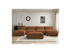 Jana - Canapé Panoramique Fixe Modulable Avec Têtières - Tissu Chiné Avec 2 Méridiennes, 2 Chauffeuses Et 1 Grand Pouf