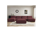 Jana - Canapé Panoramique Fixe Modulable Avec Têtières - Tissu Chiné Avec 2 Méridiennes, 2 Chauffeuses Et 1 Grand Pouf
