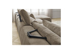 Jana - Canapé Panoramique Fixe Modulable Avec Têtières - Tissu Chiné Avec 2 Méridiennes, 2 Chauffeuses Et 1 Grand Pouf