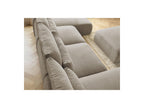 Jana - Canapé Panoramique Fixe Modulable Avec Têtières - Tissu Chiné Avec 2 Méridiennes, 2 Chauffeuses Et 1 Grand Pouf