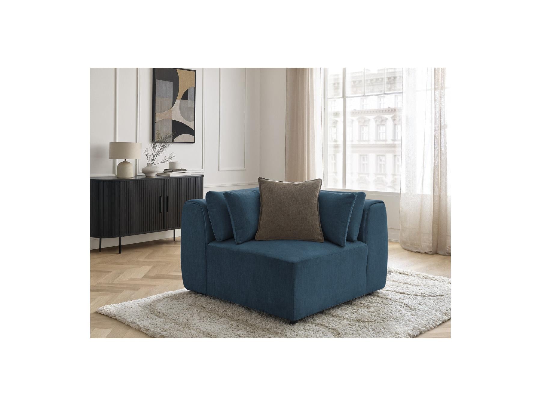 Jana - Angle Avec Têtière Pour Canapé Modulable - Tissu Velours