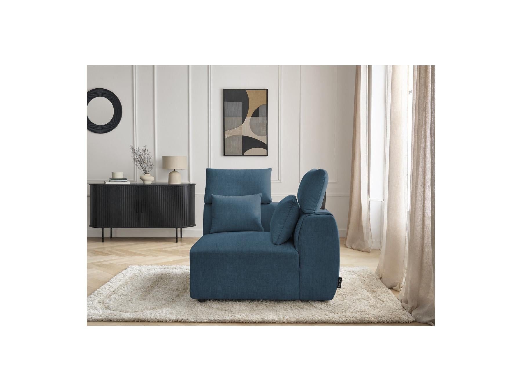 Jana - Angle Avec Têtière Pour Canapé Modulable - Tissu Velours