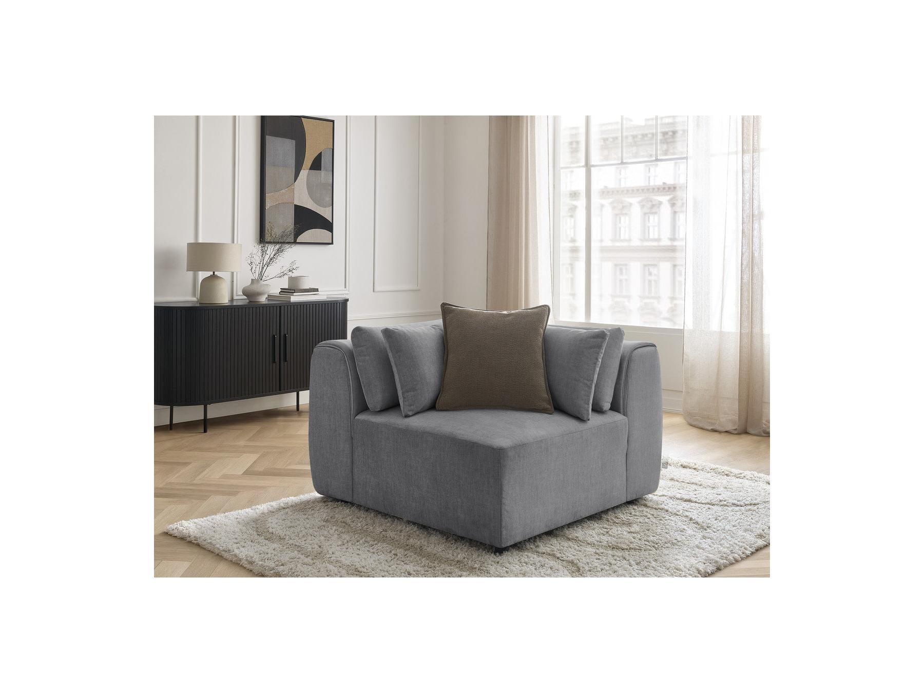 Jana - Angle Avec Têtière Pour Canapé Modulable - Tissu Velours