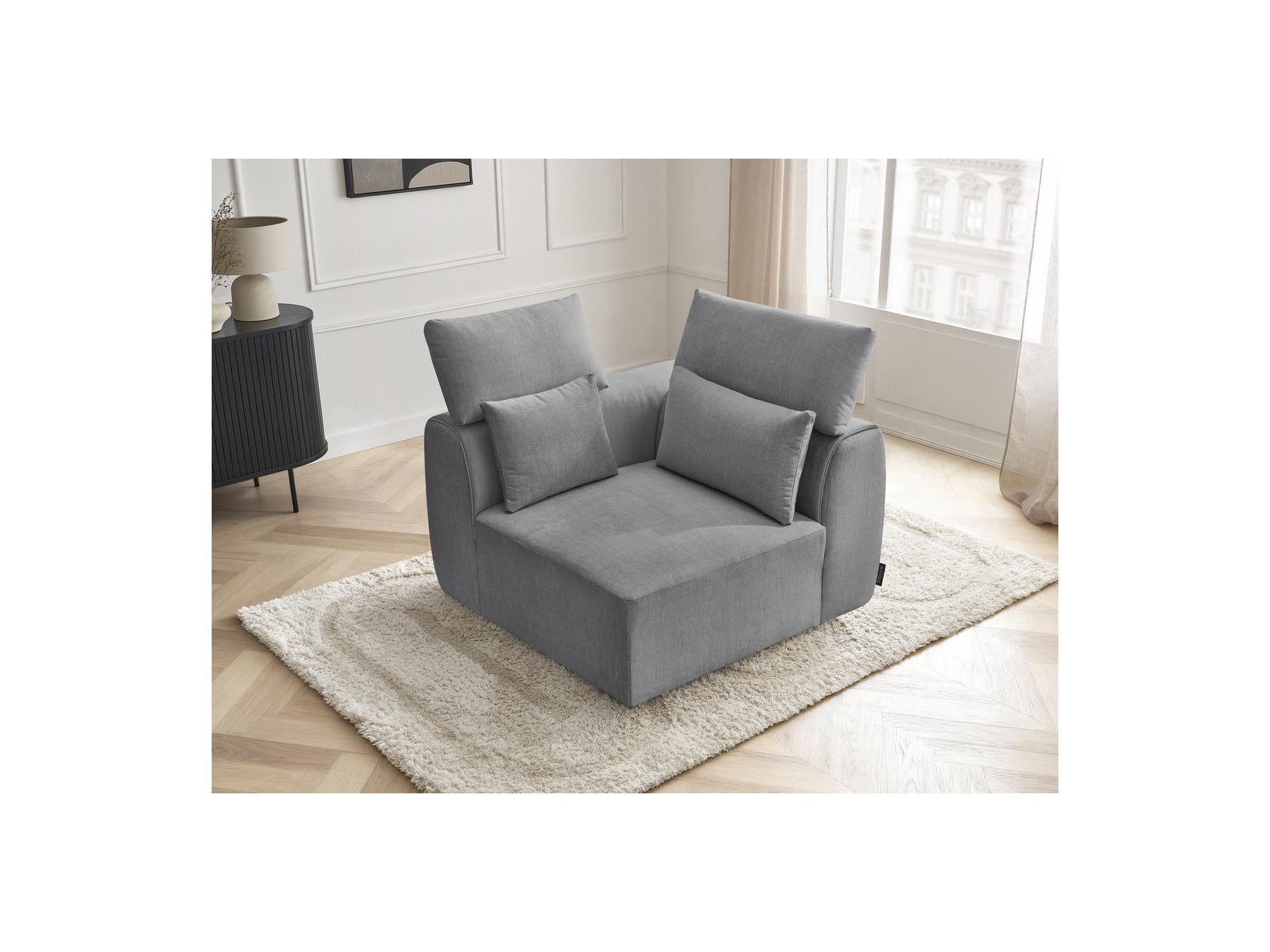 Jana - Angle Avec Têtière Pour Canapé Modulable - Tissu Velours