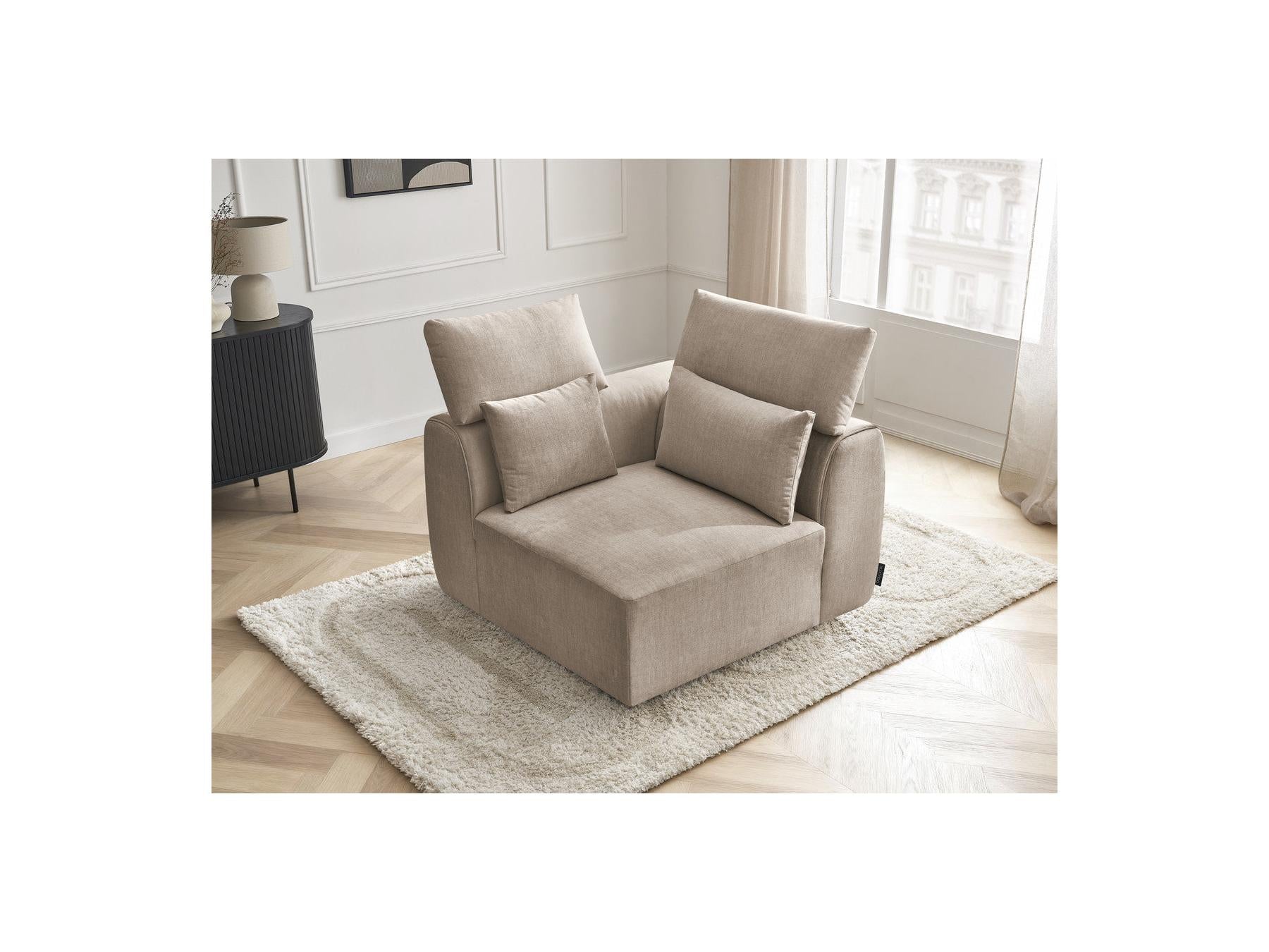 Jana - Angle Avec Têtière Pour Canapé Modulable - Tissu Velours