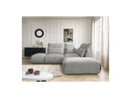 Jana - Canapé D'Angle Fixe Modulable Avec Têtières - Tissu Velours Avec 2 Chauffeuses, 1 Angle Et 2 Poufs - Réversible