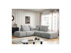 Jana - Canapé D'Angle Fixe Modulable Avec Têtières - Tissu Velours Avec 2 Chauffeuses, 1 Angle Et 2 Poufs - Réversible