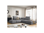 Jana - Canapé D'Angle Fixe Modulable Avec Têtières - Tissu Velours Avec 2 Chauffeuses, 1 Angle Et 2 Poufs - Réversible