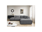 Jana - Canapé D'Angle Fixe Modulable Avec Têtières - Tissu Velours Avec 2 Chauffeuses, 1 Angle Et 2 Poufs - Réversible