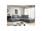 Jana - Canapé D'Angle Fixe Modulable Avec Têtières - Tissu Velours Avec 2 Chauffeuses, 1 Angle Et 2 Poufs - Réversible