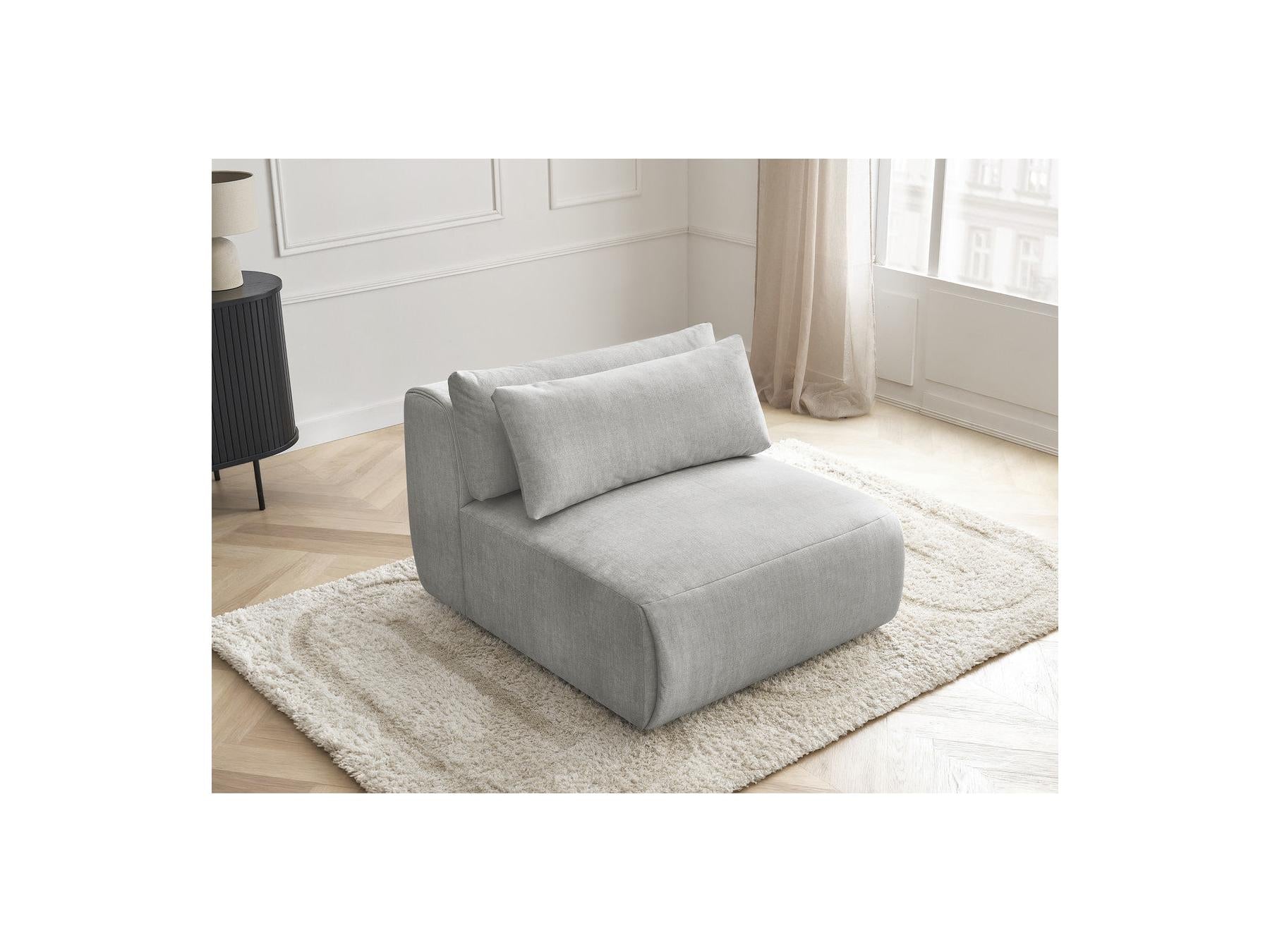 Jana - Chauffeuse 1 Place Avec Têtière Pour Canapé Modulable - Tissu Velours