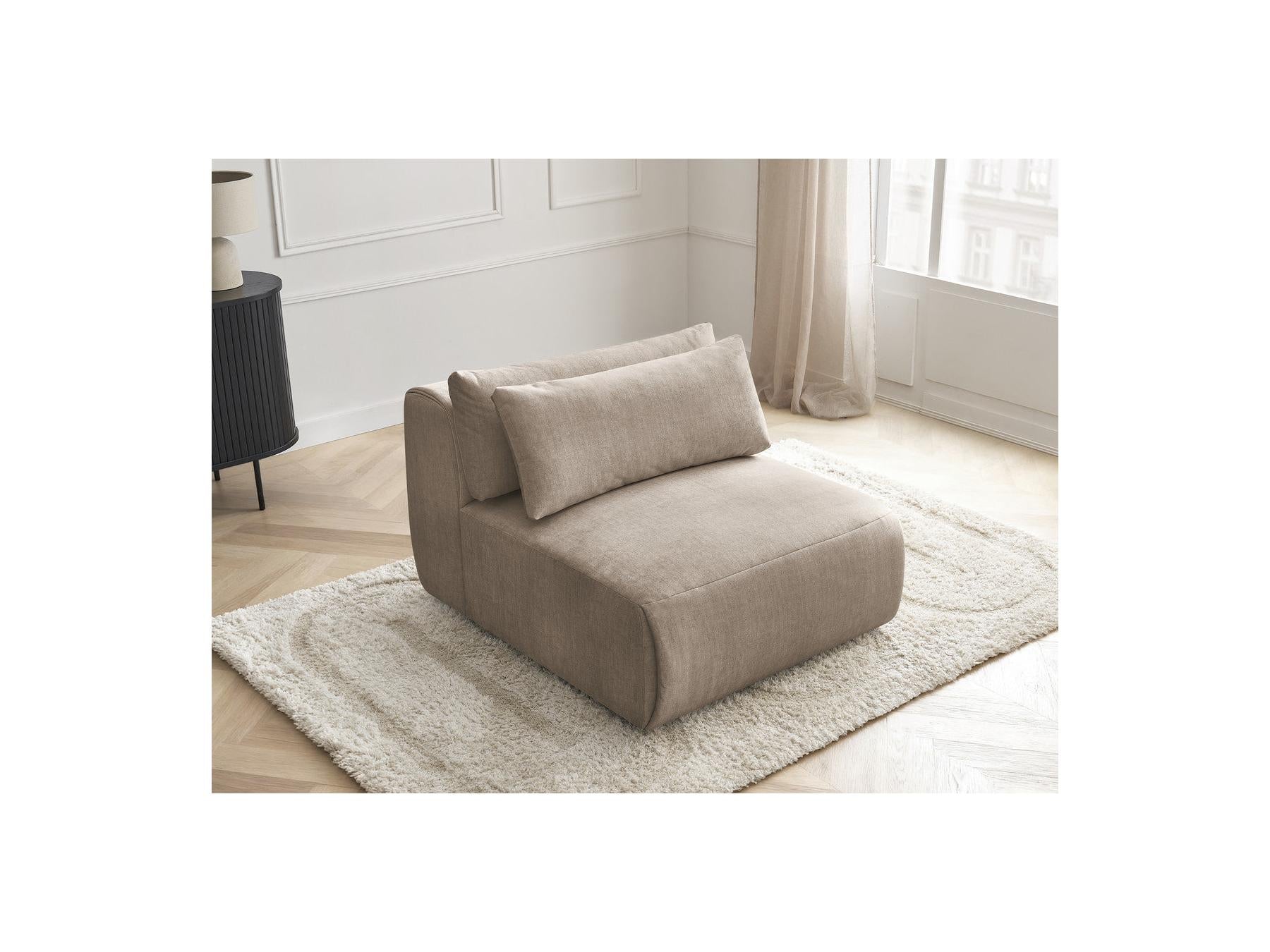 Jana - Chauffeuse 1 Place Avec Têtière Pour Canapé Modulable - Tissu Velours