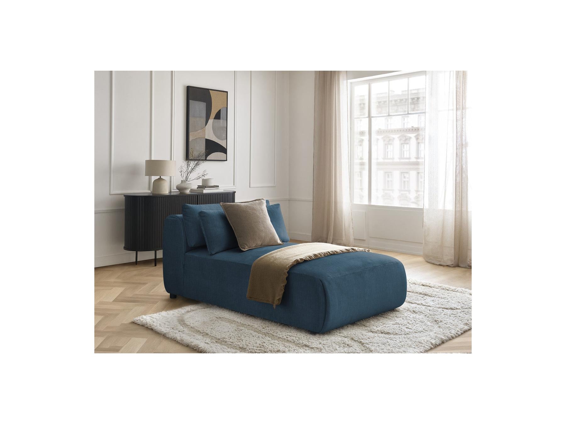 Jana - Méridienne Avec Têtière Pour Canapé Modulable - Tissu Velours
