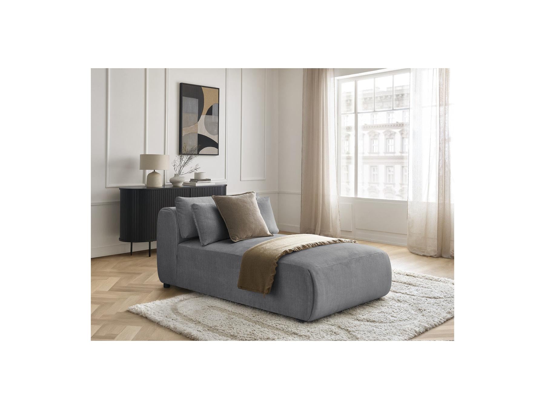 Jana - Méridienne Avec Têtière Pour Canapé Modulable - Tissu Velours