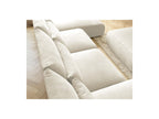 Jana - Canapé Panoramique Fixe Modulable Avec Têtières - Tissu Velours Avec 2 Méridiennes, 2 Chauffeuses Et 1 Grand Pouf