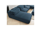 Jana - Canapé Panoramique Fixe Modulable Avec Têtières - Tissu Velours Avec 2 Méridiennes, 2 Chauffeuses Et 1 Grand Pouf