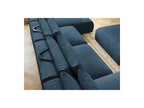 Jana - Canapé Panoramique Fixe Modulable Avec Têtières - Tissu Velours Avec 2 Méridiennes, 2 Chauffeuses Et 1 Grand Pouf
