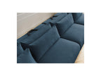Jana - Canapé Panoramique Fixe Modulable Avec Têtières - Tissu Velours Avec 2 Méridiennes, 2 Chauffeuses Et 1 Grand Pouf