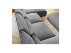 Jana - Canapé Panoramique Fixe Modulable Avec Têtières - Tissu Velours Avec 2 Méridiennes, 2 Chauffeuses Et 1 Grand Pouf
