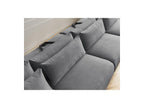 Jana - Canapé Panoramique Fixe Modulable Avec Têtières - Tissu Velours Avec 2 Méridiennes, 2 Chauffeuses Et 1 Grand Pouf