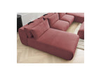 Jana - Canapé Panoramique Fixe Modulable Avec Têtières - Tissu Velours Avec 2 Méridiennes, 2 Chauffeuses Et 1 Grand Pouf