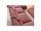 Jana - Canapé Panoramique Fixe Modulable Avec Têtières - Tissu Velours Avec 2 Méridiennes, 2 Chauffeuses Et 1 Grand Pouf