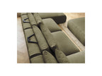 Jana - Canapé Panoramique Fixe Modulable Avec Têtières - Tissu Velours Avec 2 Méridiennes, 2 Chauffeuses Et 1 Grand Pouf