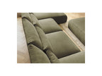 Jana - Canapé Panoramique Fixe Modulable Avec Têtières - Tissu Velours Avec 2 Méridiennes, 2 Chauffeuses Et 1 Grand Pouf
