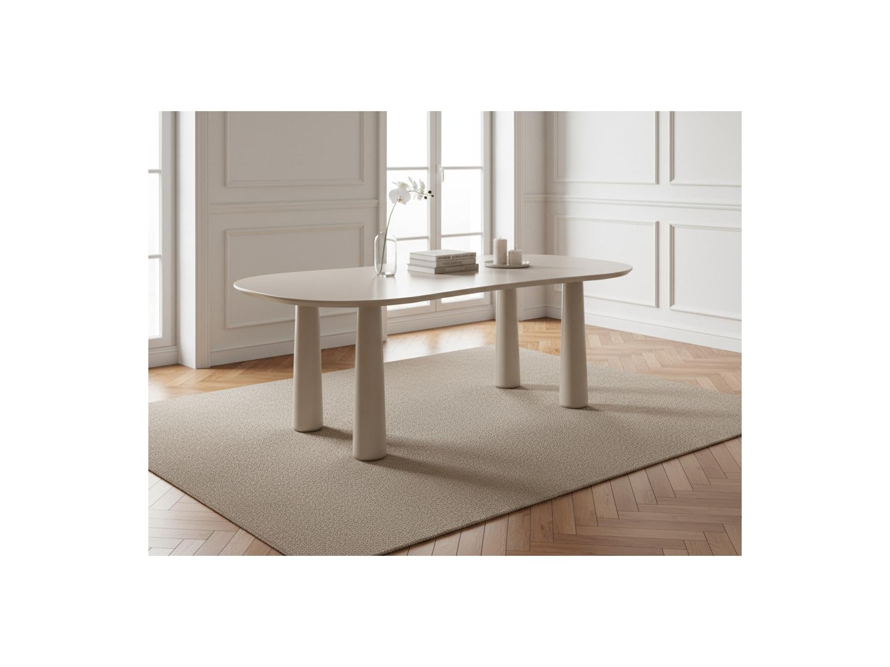 Sasha - Table À Manger Ovale - Beige