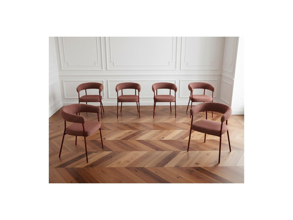 Sasha - Ensemble Avec Table À Manger Ovale + Chaises Rosa Tissu Texturé Marron - Lot De 6 Chaises