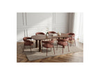 Sasha - Ensemble Avec Table À Manger Ovale + Chaises Rosa Tissu Texturé Marron - Lot De 6 Chaises