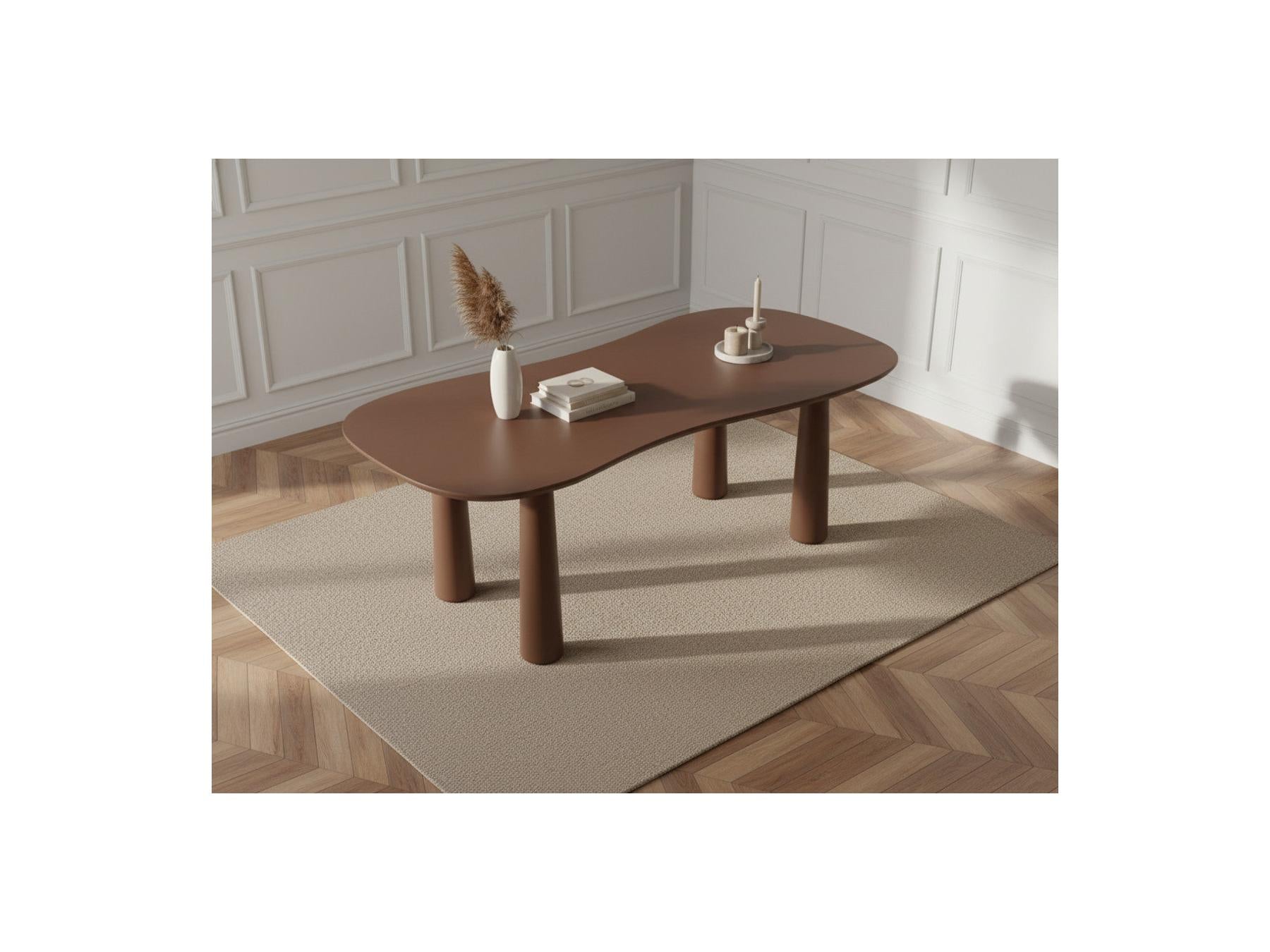 Sasha - Ensemble Avec Table À Manger Ovale + Chaises Rosa Tissu Texturé Marron - Lot De 6 Chaises