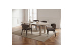 Sasha - Ensemble - Avec Table À Manger Ovale Beige + Chaises Mila Tissu Texturé - Lot De 4 Chaises