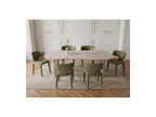 Sasha - Ensemble - Avec Table À Manger Ovale Beige + Chaises Mila Tissu Texturé - Lot De 6 Chaises
