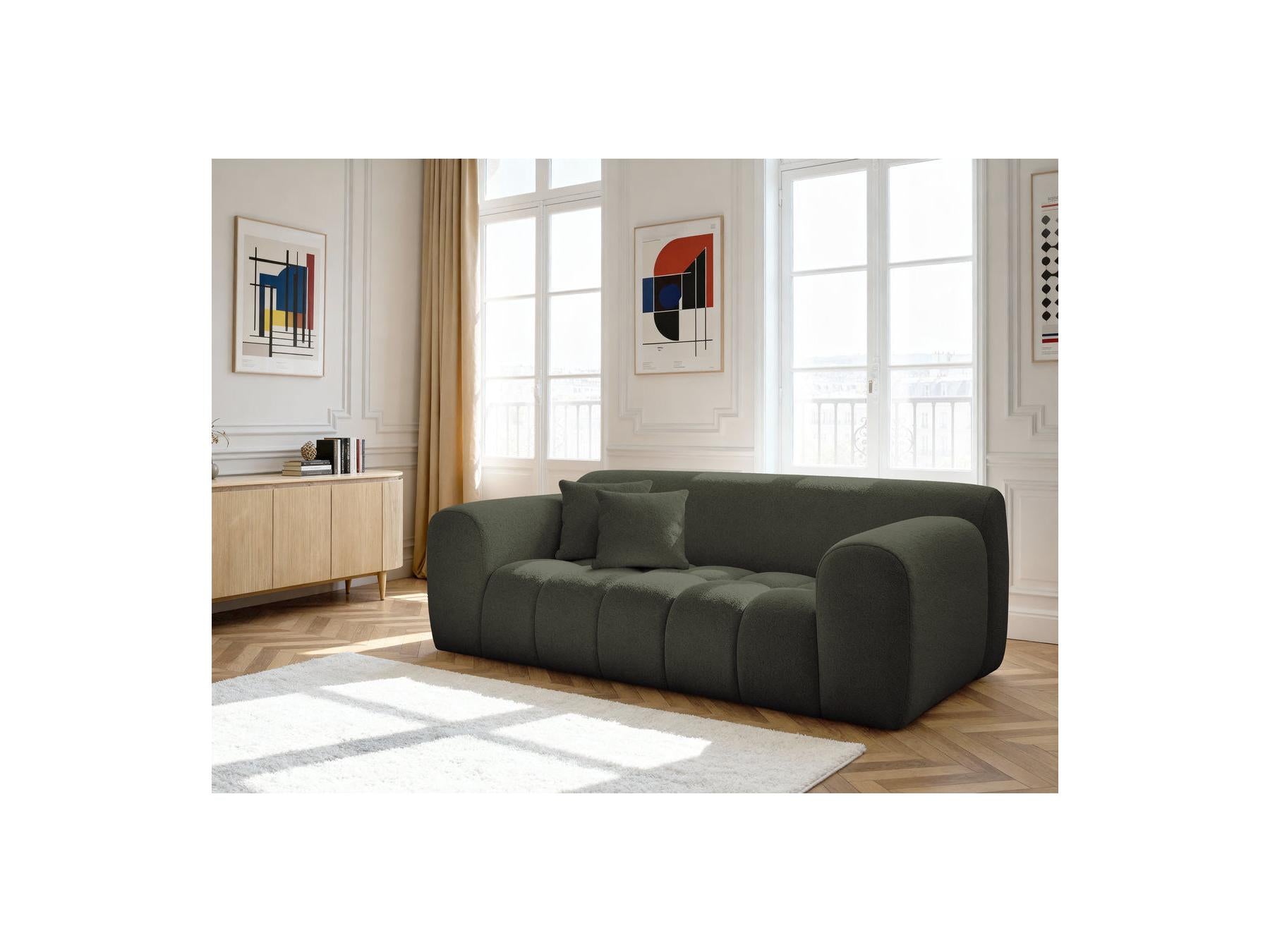 Melisse - Canapé Droit Fixe 2 Places - Tissu Chiné