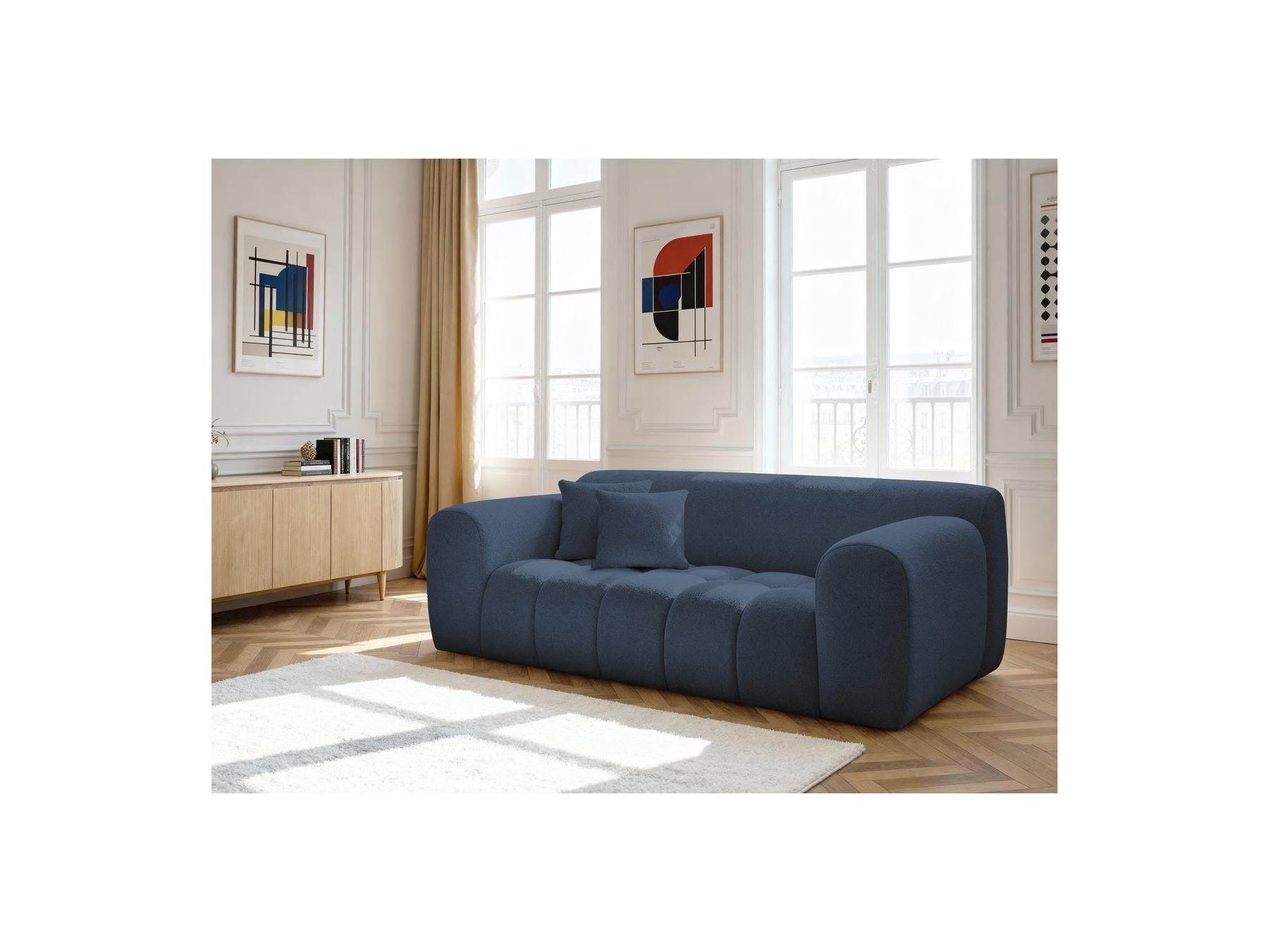 Melisse - Canapé Droit Fixe 2 Places - Tissu Chiné