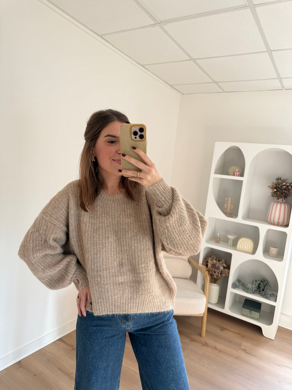 Pull En Maille Jade Taupe