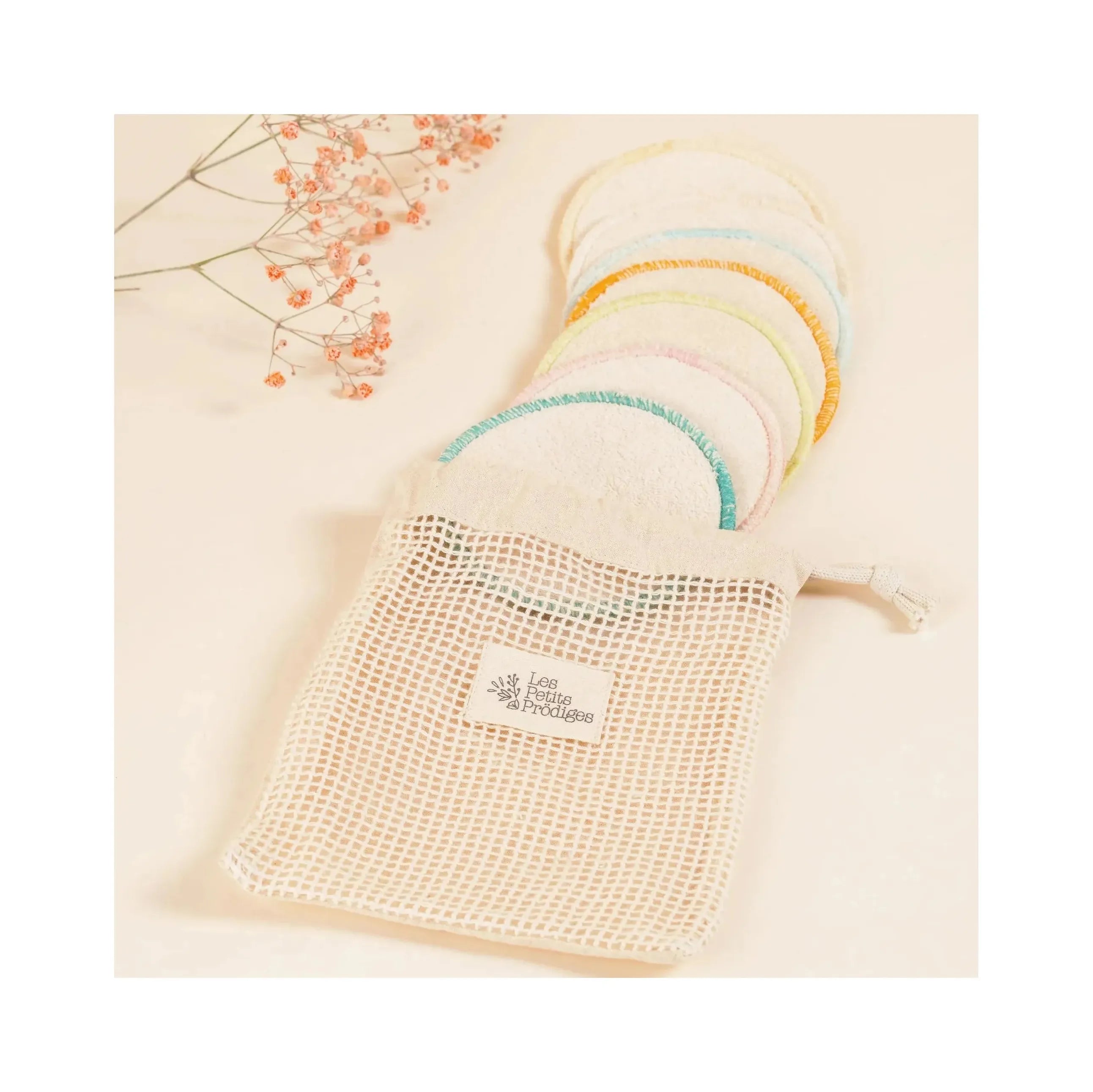 Cotons réutilisables lavables en coton bio accessoires routine zéro déchet