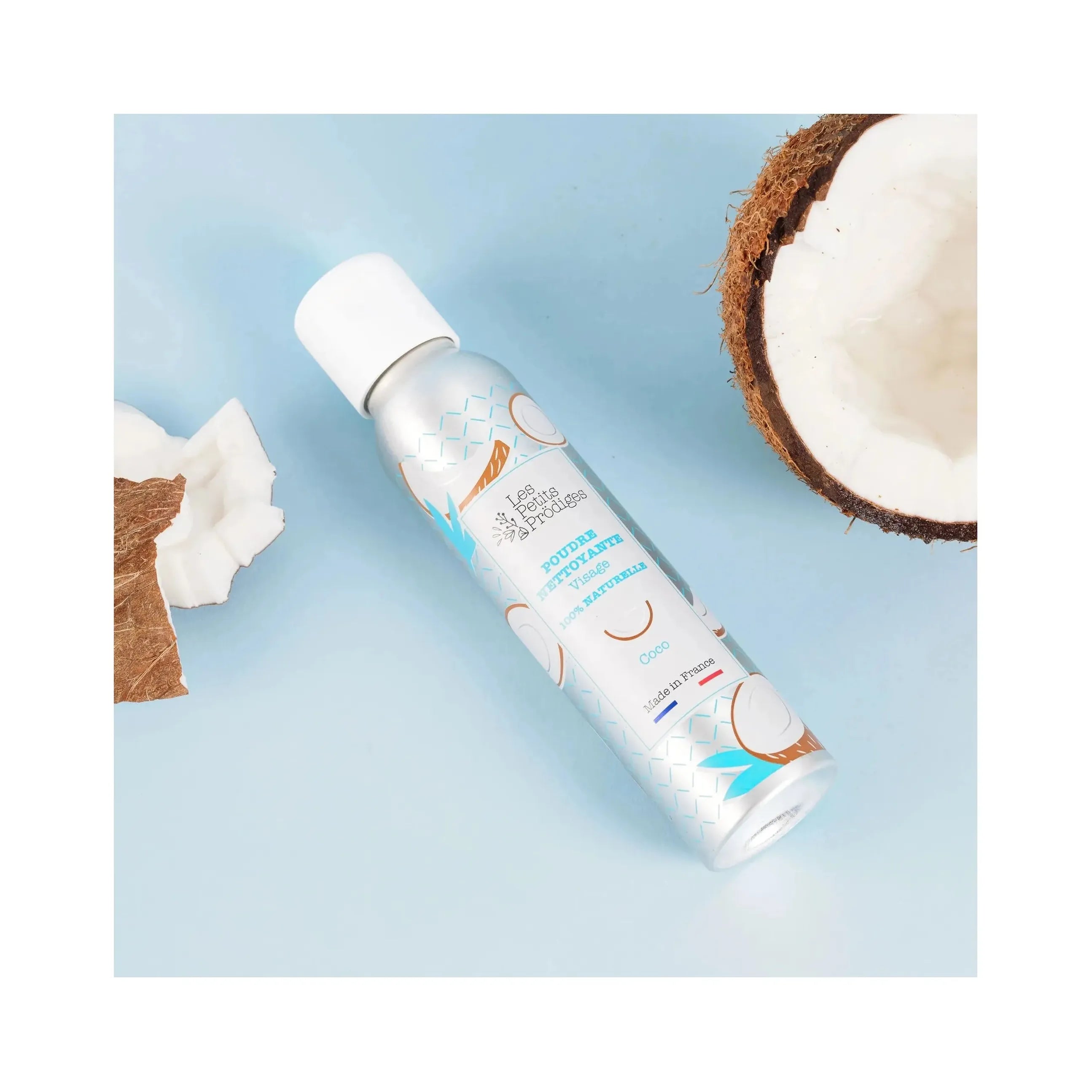 Poudre nettoyante visage coco utilisation eau innovation naturel