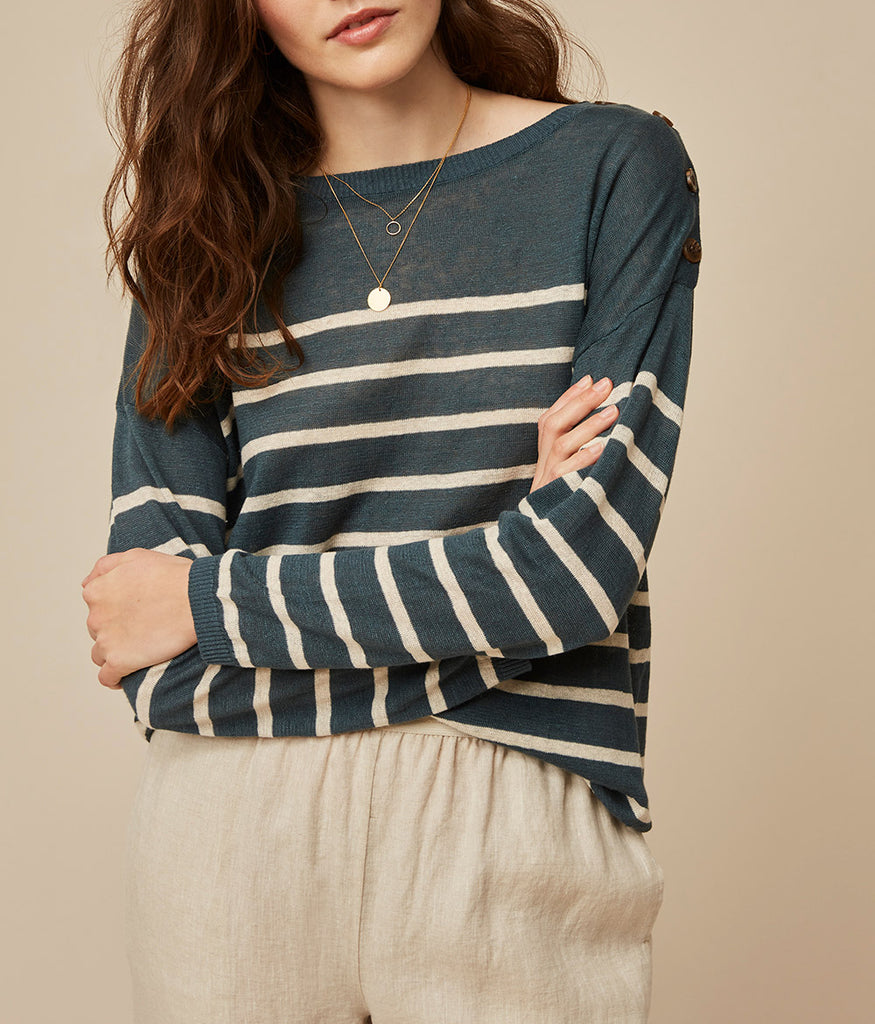 Harris Wilson - Pull -  Theodore -  Rayé Argile  - Femme