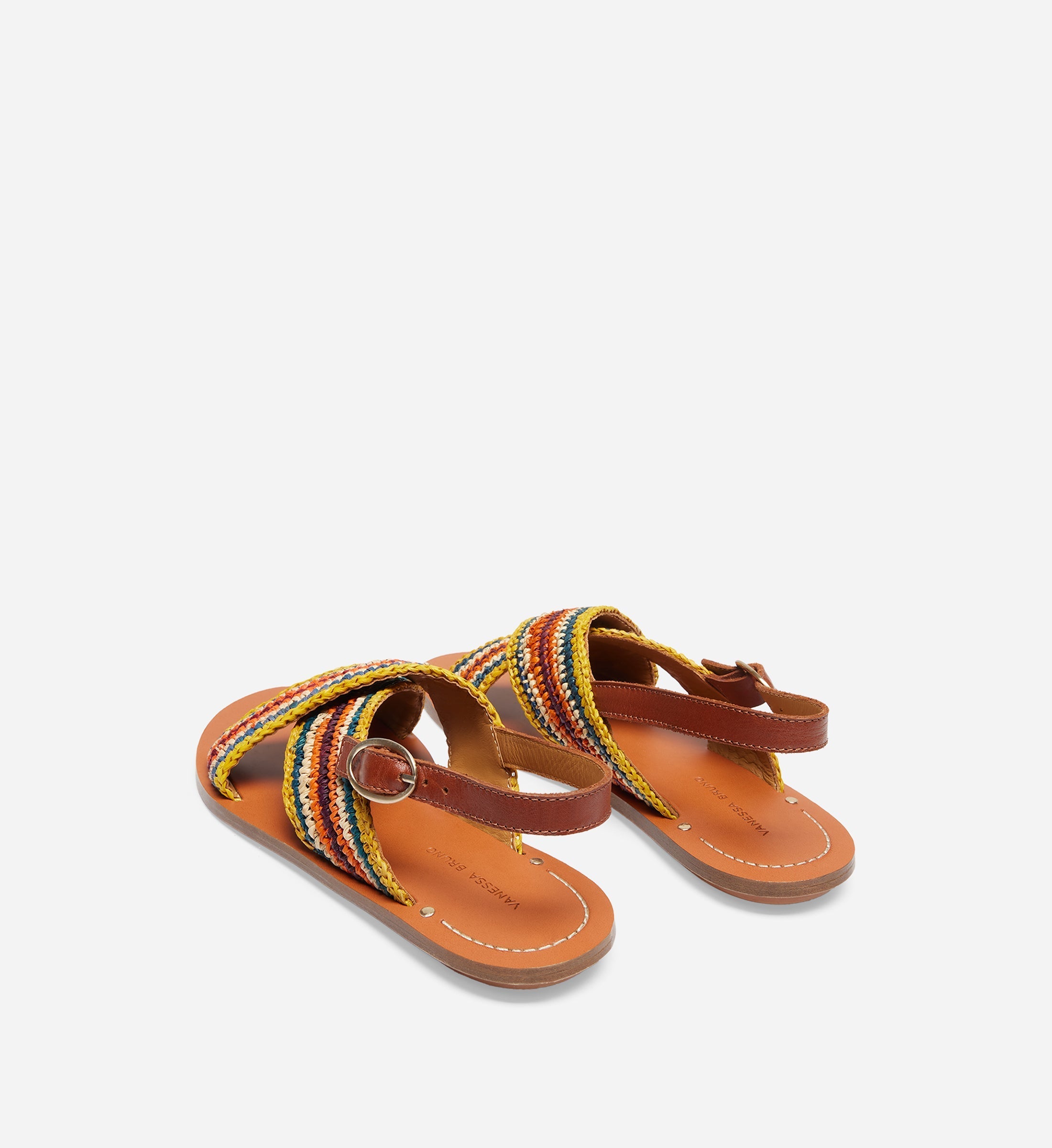 Vanessa Bruno - Sandales En Raphia & Cuir - Multicolore