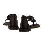 Coins Black Flat Ankle Toe Sandal