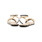 Catena Notte Natural Flat Ankle Cross Sandal