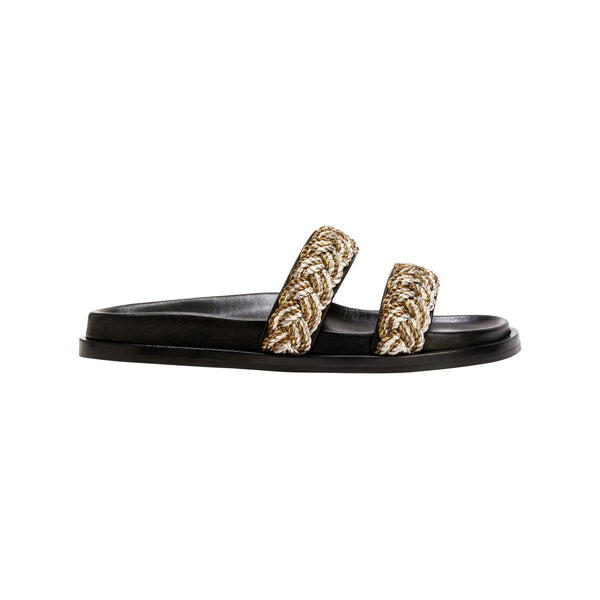 Ronda Black Comfort Two Straps Slides