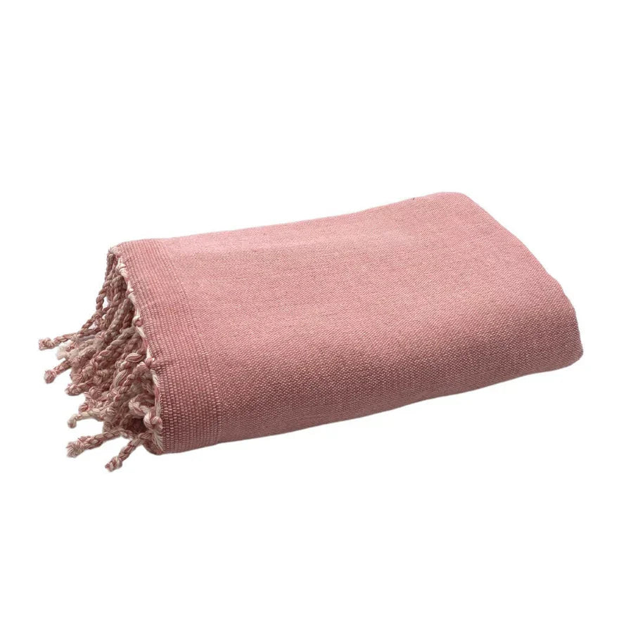 Fouta Doublée Éponge - Rose Poudré
